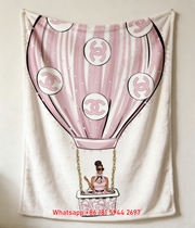 Chanel Style Pink Hot Air Balloon Flannel Throw Blanket IMG_7371